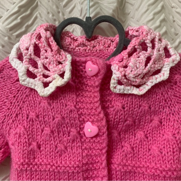 Handmade girls wool cardigan size 9M - Picture 2 of 5